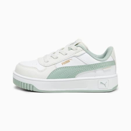 รองเท้าผ้าใบเด็กเล็ก Carina Street, PUMA White-Green Fog-Vapor Gray, small-THA