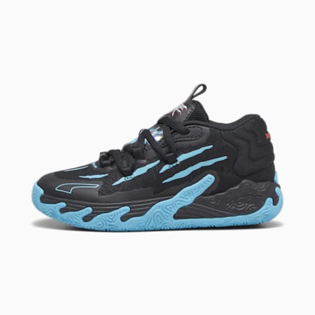 MB.03 Blue Hive Kids' Basketball Shoes, PUMA Black-Bright Aqua, small