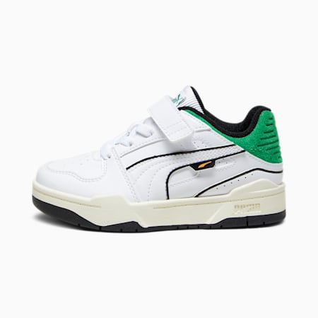 Slipstream Bball Sneakers Kinder, PUMA White-Archive Green, small