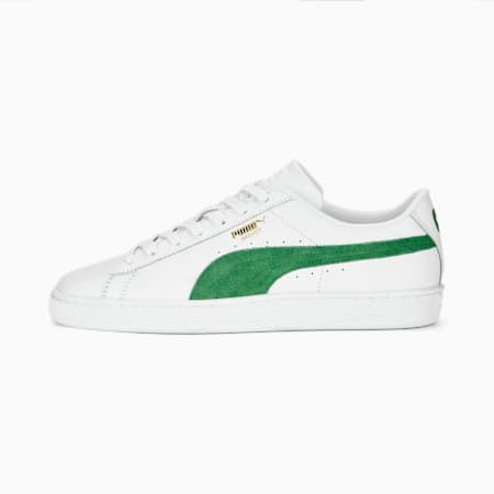 Sepatu Kets Pria Basket Classic 75Y, PUMA White-Archive Green-PUMA Gold, small-IDN