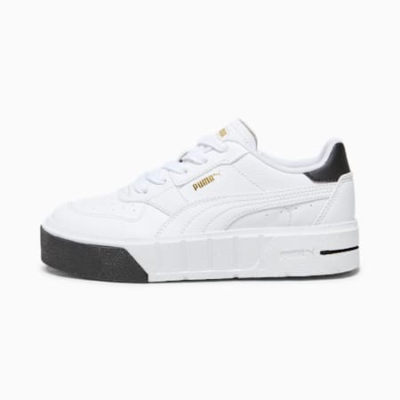 PUMA Cali Court Kids' Leather Sneakers, PUMA White-PUMA Black, small