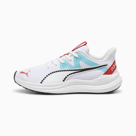 Reflect Lite Let's Play Youth Running Shoes, PUMA White-PUMA Black-Team Aqua, small-SEA