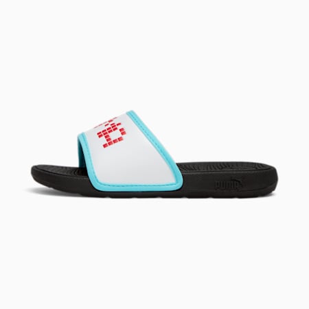 Cool Cat 2.0 Let's Play Kids' Slides, PUMA White-PUMA Red-Team Aqua-PUMA Black, small-SEA