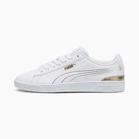 Vikky v3 Metallisch glänzende Sneakers, PUMA White-PUMA Gold-PUMA Silver, small