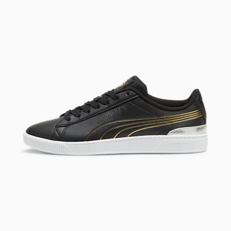 Vikky v3 Metallic Shine Sneakers, PUMA Black-PUMA Gold-PUMA White, small-DFA