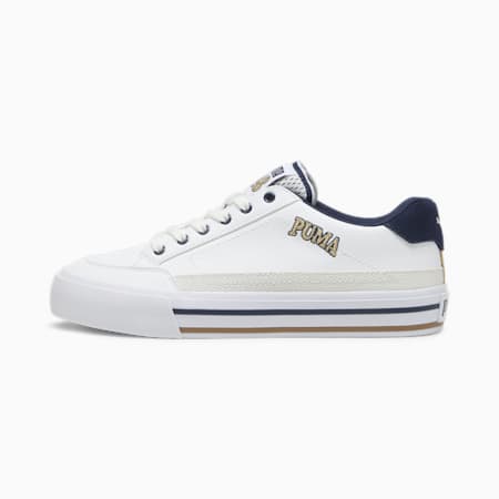 Sepatu Sneaker Unisex Court Classic Vulc Retro C, PUMA White-Prairie Tan-Club Navy, small-IDN