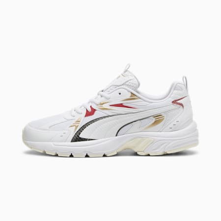 Milenio Tech Dragon Unisex Sneakers, PUMA White-PUMA Black-Club Red-PUMA Gold, small-AUS