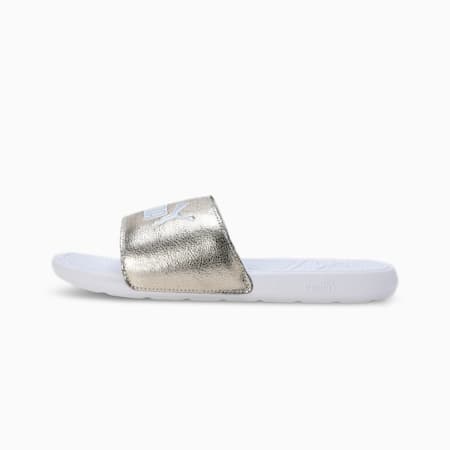 Cool Cat 2.0 Metallic Shine Unisex Sandals, PUMA Gold-PUMA Silver-PUMA White, small-AUS