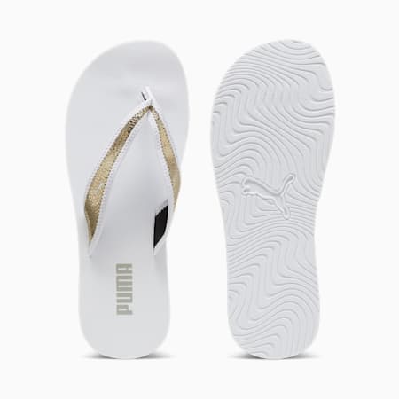 Sandy Flip Women's Slides, PUMA White-PUMA Gold-PUMA White, small