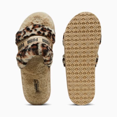 PUMA Fluff I Am The Drama Slides, Putty-Brown Mushroom-PUMA Black, small