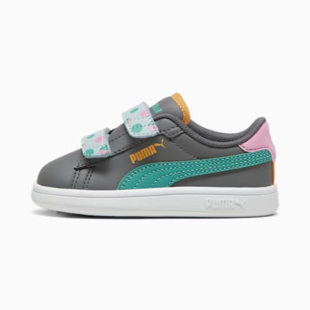 PUMA Smash 3.0 Summer Camp sneakers voor baby's en peuters, Cool Dark Gray-Sparkling Green-PUMA White, small