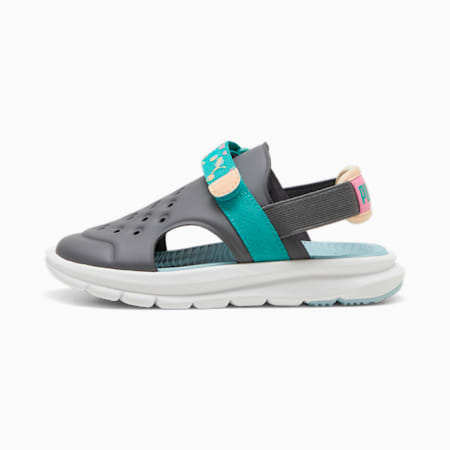 Evolve Summer Camp Little Kids' Sandals, Cool Dark Gray-Sparkling Green-Turquoise Surf, small
