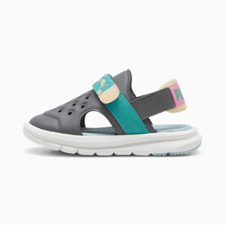 Evolve Sandals Summer Camp Toddlers' Sneakers, Cool Dark Gray-Sparkling Green-Turquoise Surf, small