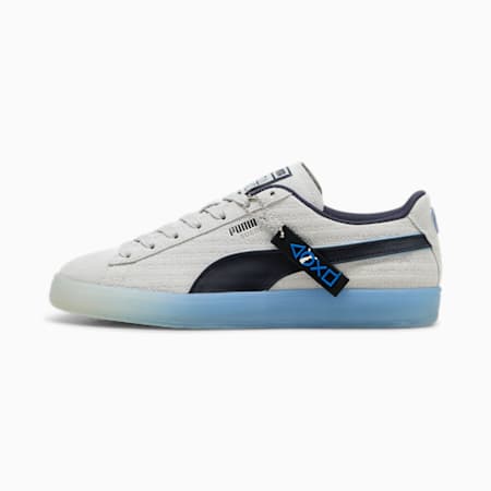 PUMA x PLAYSTATION Suede Unisex Sneakers, Glacial Gray-New Navy, small-AUS