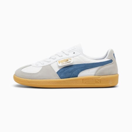 Palermo Leather Sneakers Unisex, PUMA White-Blue Horizon-Gum, small