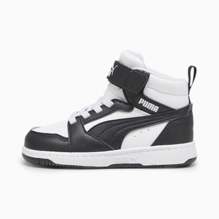 Sneaker PUMA Rebound V6 Mid per bimbi ai primi passi, PUMA White-PUMA Black-Shadow Gray, small