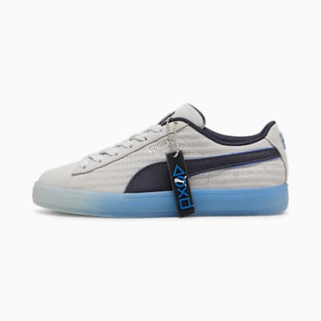 PUMA x PLAYSTATION Suede Youth Sneakers, Glacial Gray-New Navy, small