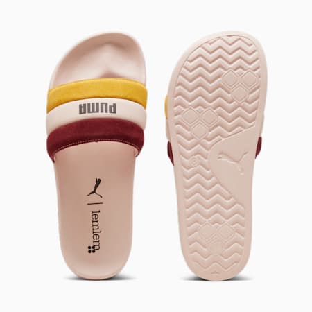 PUMA x lemlem Leadcat 2.0 Women's Slides, Rose Quartz-Dark Chocolate-Yellow Sizzle-Team Regal Red, small-AUS