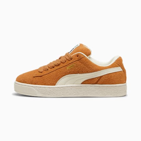 Suede XL Hairy Sneakers, Caramel Latte-Frosted Ivory, small