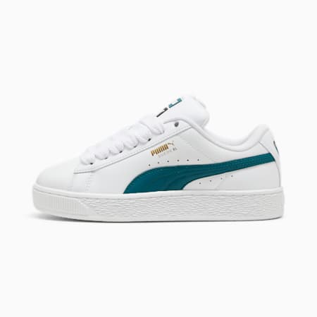 Suede XL Leather Sneakers Unisex, PUMA White-Cold Green, small