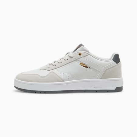 Zamszowe sneakersy Court, Feather Gray-Cool Light Gray-PUMA Gold, small
