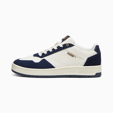 Court Classic Suede Sneakers, Frosted Ivory-Club Navy-PUMA Gold, small