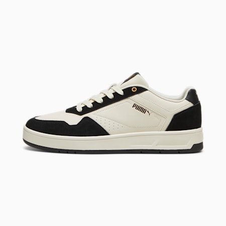 Zamszowe sneakersy Court, Alpine Snow-PUMA Black-PUMA Gold, small