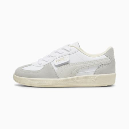 Palermo Leather Little Kids' Sneakers, PUMA White-Cool Light Gray-Sugared Almond, small