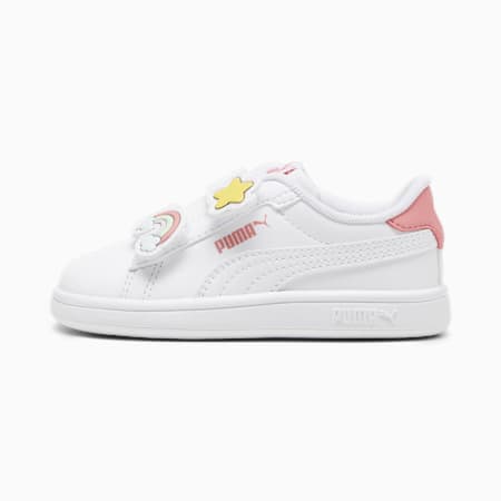 PUMA Smash 3.0 Badges Toddlers' Sneakers, PUMA White-Passionfruit, small