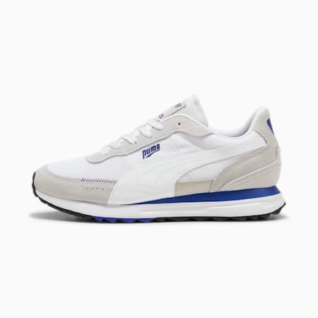 Road Rider Suede Sneakers, PUMA White-Cool Light Gray, small