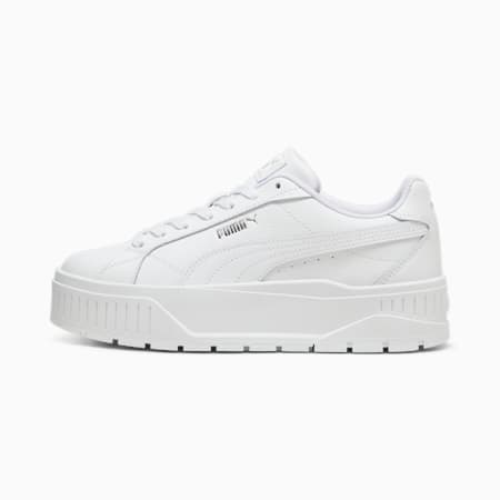 Karmen II  Leather Women's Sneakers, PUMA White-PUMA White-PUMA Silver, small-AUS