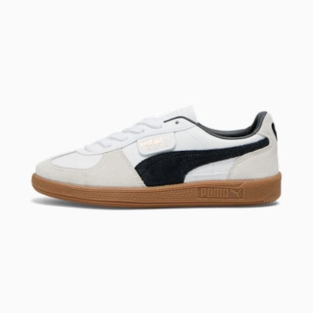 Palermo leren sneakers voor vrouwen, PUMA White-Vapor Gray-Gum, small