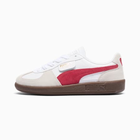 Palermo Leather Women's Sneakers, PUMA White-Vapor Gray-Club Red, small