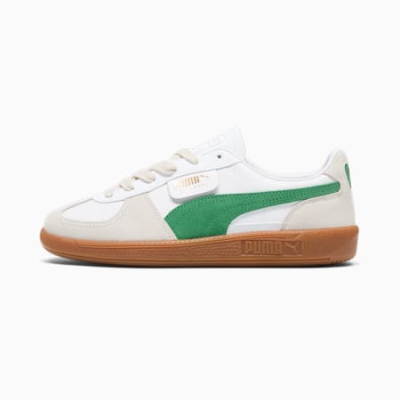 Palermo Leather Women's Sneakers, PUMA White-Vapor Gray-Archive Green, small