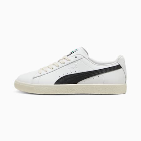 Clyde Leather Sneakers Unisex, PUMA White-PUMA Black-Frosted Ivory, small