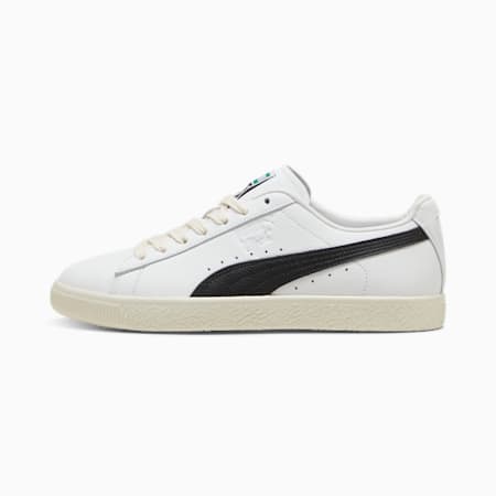 Clyde Leather Sneakers Unisex, PUMA White-PUMA Black-Frosted Ivory, small-IDN