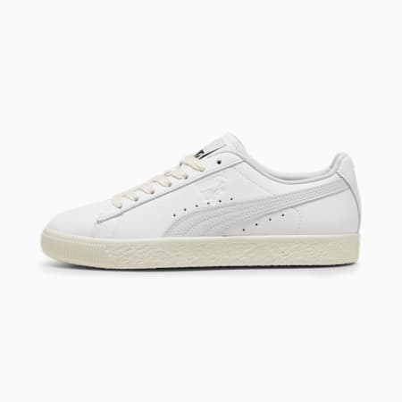 Clyde Leather Sneakers Unisex, PUMA White-Silver Mist-Frosted Ivory, small