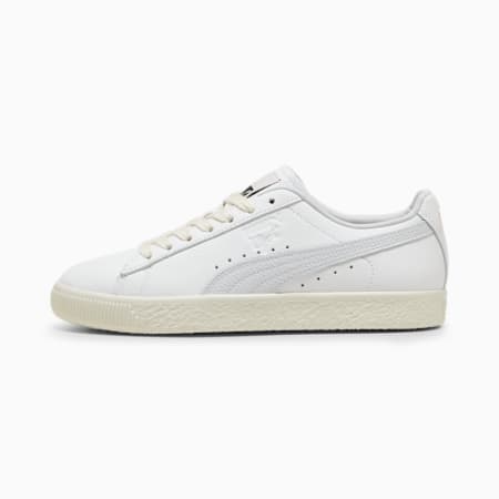 Clyde Leather Sneakers Unisex, PUMA White-Silver Mist-Frosted Ivory, small-SEA