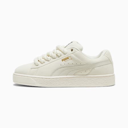 Suede XL uniseks sneakers met touw, Frosted Ivory-Vapor Gray, small
