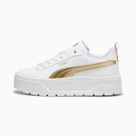 Karmen II Metallic Dream Women's Sneakers, PUMA White-Matte Puma Gold, small-AUS