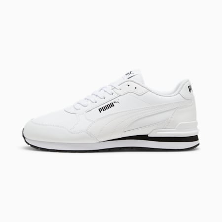 All white leather puma shoes top