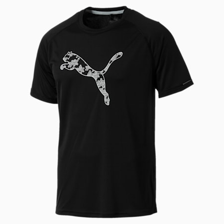 Men's Core-Run Logo T-Shirt, Puma Black-Oceanaire Cat, small-SEA