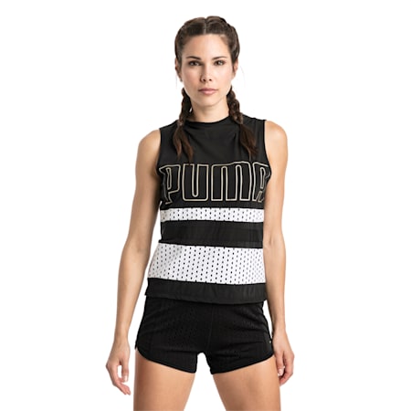 Varsity Sleeveless Women's Hoodie, Puma Black, small-SEA