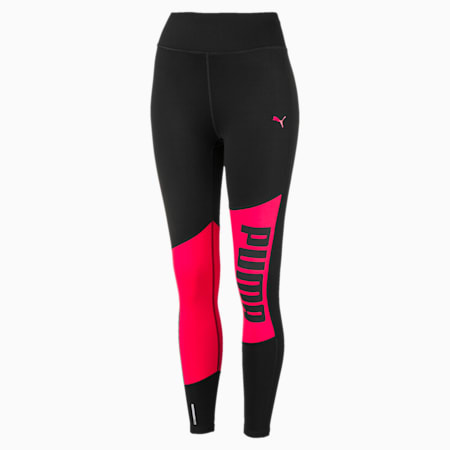 Logo 7/8 Graphic Women's Training Leggings, Puma Black-Nrgy Rose, small-SEA