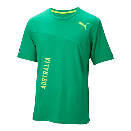 Athletics Australia Men's Village Wear Casual Tee, Deep Green-AU, small-AUS