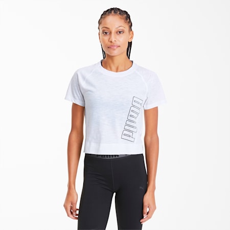 Logo Elastic Women's Training Tee, Puma White, small-SEA