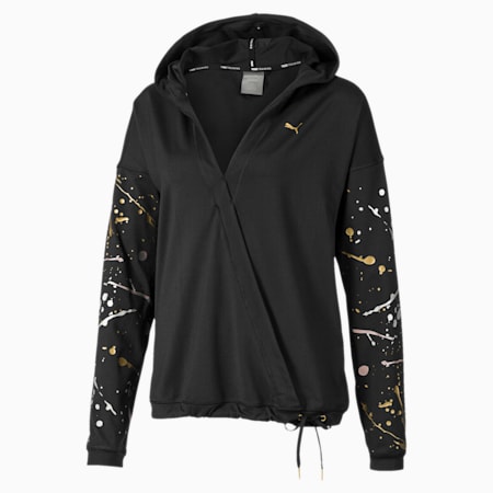 Metal Splash Lux Wrap Women's Training Hoodie, Puma Black, small-SEA