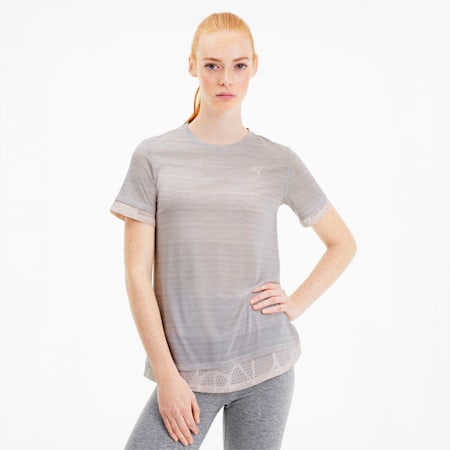 Studio Mixed Lace Women's Training Tee, Rosewater, small-SEA