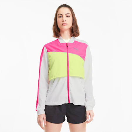 Ultra Women's Running Jacket, Puma White-Luminous Pink-Fizzy Yellow, small-SEA