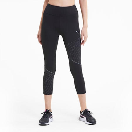 Graphic 3/4 Women's Running Leggings, Puma Black, small-SEA